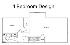 Possible design for 1 additional bedroom with a full bathroom in the upstairs area.