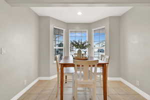 View of tiled dining room