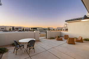 View of patio terrace at dusk