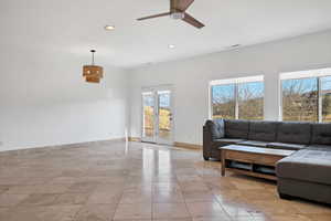 Living room with ceiling fan