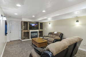 THE APARTMENT in the basement family room showing the door that leads out to the detached 4th garage and covered patio.