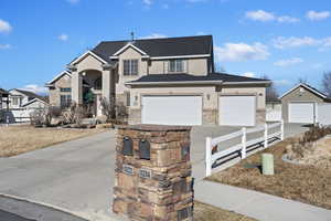 View of front of home with a garage