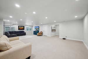 View of carpeted living room