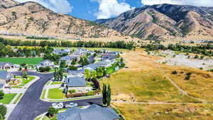 Drone / aerial view featuring a mountain view