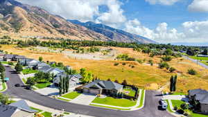 Birds eye view of property featuring a mountain view