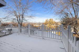 View of snow covered deck