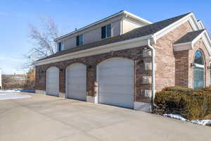 View of home's exterior featuring a garage