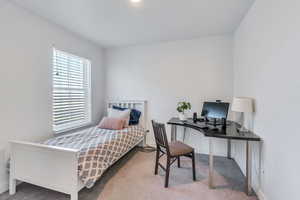 Bedroom with carpet