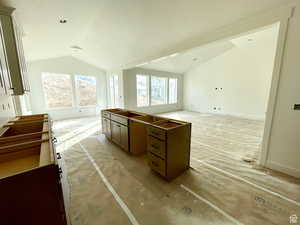 Kitchen with vaulted ceiling