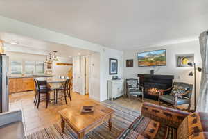 View of tiled living room