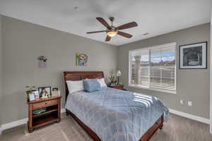 Bedroom featuring ceiling fan