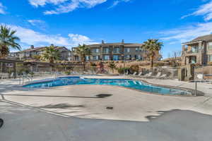 View of swimming pool featuring a patio area