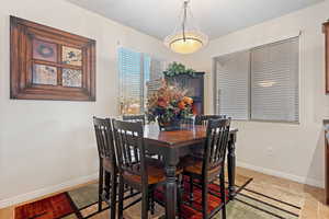 View of tiled dining area