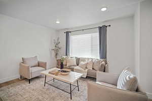 Living room featuring light wood-type flooring