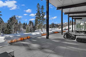 View of snow covered patio