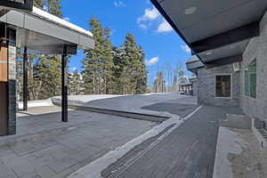 View of snow covered patio