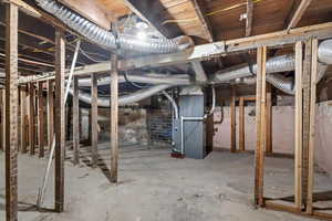 Basement with heating unit