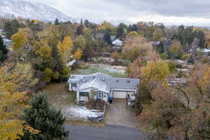 Birds eye view of property with a mountain view