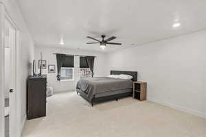 Master bedroom view from doorway with voluminous space