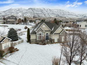 View of front of property with a mountain view