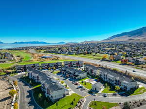 Drone / aerial view with a mountain view