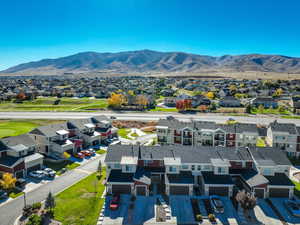 Aerial view featuring a mountain view