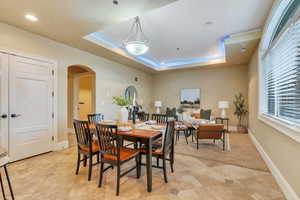 Beautifully tiled floor in kitchen/dining area