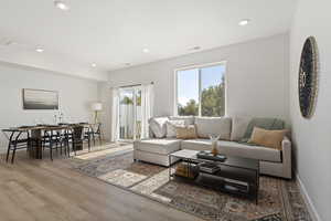 Living room featuring wood-type flooring