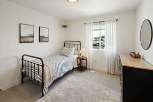 Bedroom with carpet floors