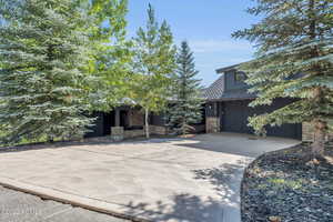 Exterior space with a garage