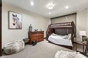 Bedroom featuring carpet