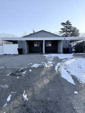 View of front of home with a mountain view