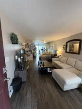 Bedroom featuring dark hardwood / wood-style floors