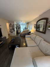 Living room featuring hardwood / wood-style flooring