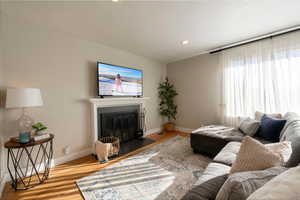 Living room featuring light hardwood / wood-style flooring