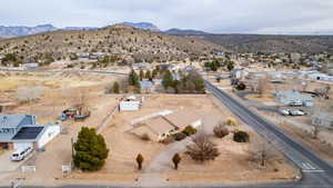 Aerial view featuring a mountain view