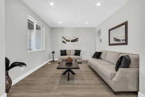 Living room featuring hardwood / wood-style floors