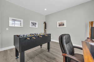 Playroom featuring hardwood / wood-style flooring