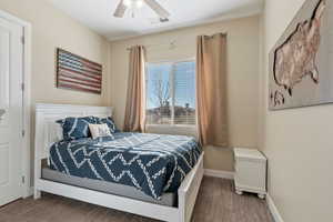 Bedroom featuring ceiling fan