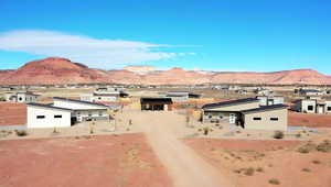 View of mountain background with nearby suburban area