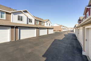 Exterior space featuring a garage