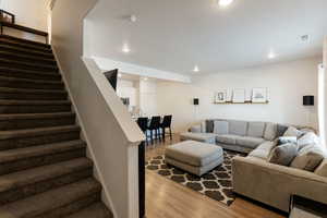 Living room featuring light wood-type flooring