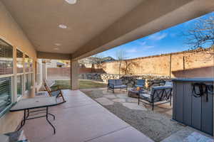 View of patio / terrace featuring a fire pit