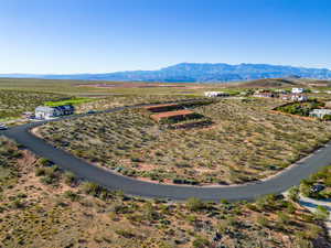 Drone / aerial view featuring a mountain view