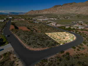 Drone / aerial view featuring a mountain view