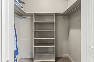 Walk in closet featuring carpet flooring