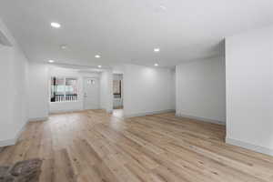 Unfurnished living room featuring light wood-type flooring