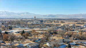 Aerial view featuring a mountain view