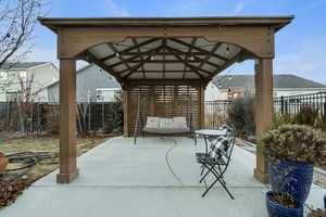 View of patio / terrace featuring a gazebo