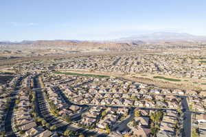 Drone / aerial view featuring a mountain view